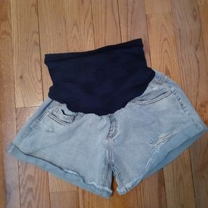 Jessica simpson distressed maternity jean shorts